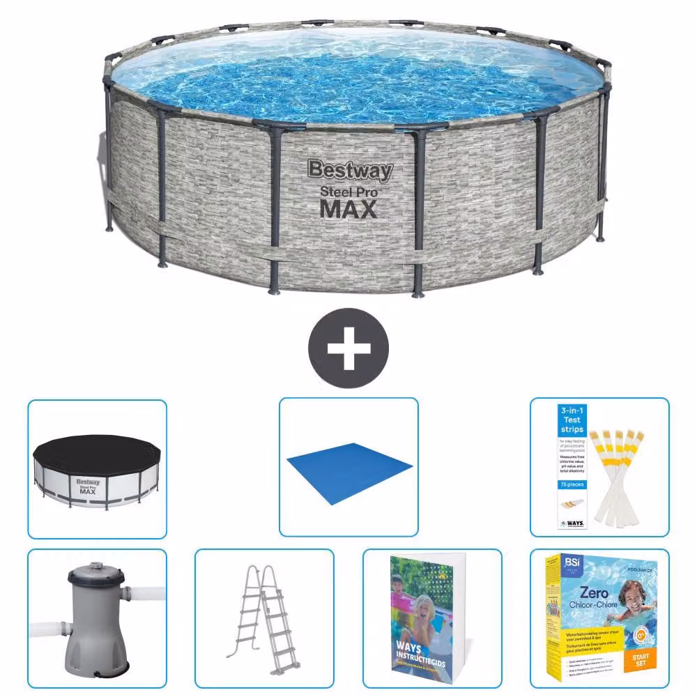 Piscina gonfiabile Bestway Steel Pro MAX, rotonda, 427x122 cm, composta da 6 parti, modello S546