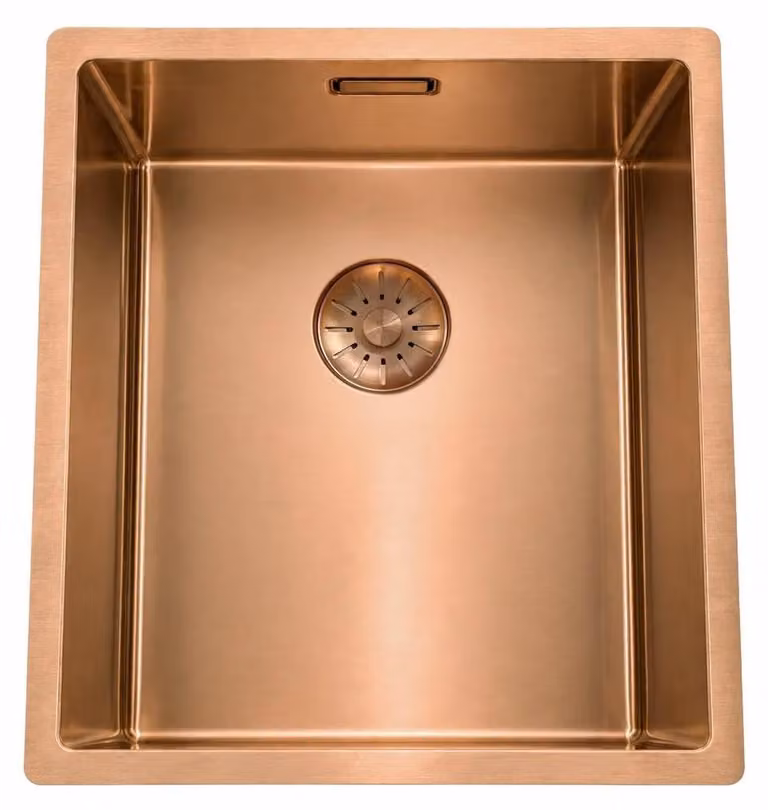 Lavello Pure.Sink Comfort in PVD rame rosé, 34x40 cm, per incasso, a filo piano e da appoggio PCM3440-62