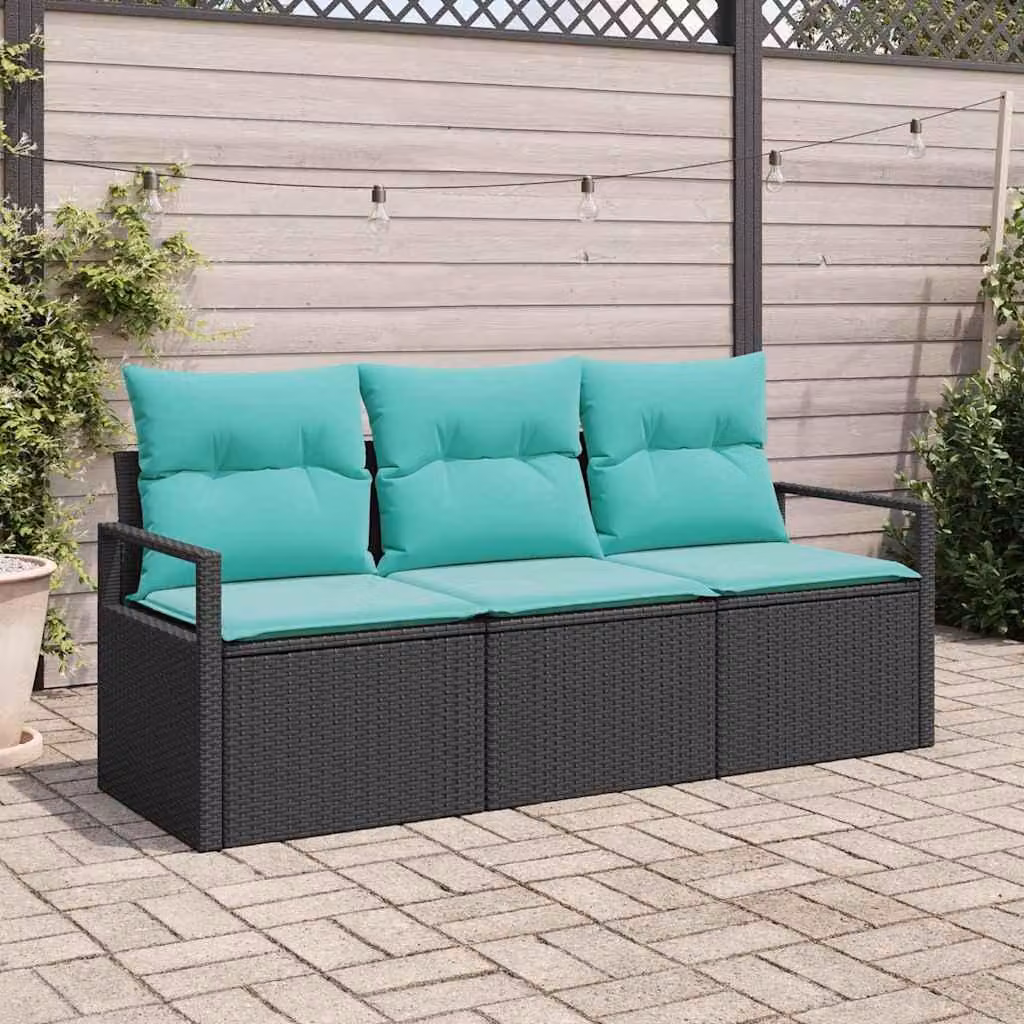 Maison Exclusive - Set di divani da salotto, 3 pezzi, colore nero [Materiale sintetico]: rattan sintetico