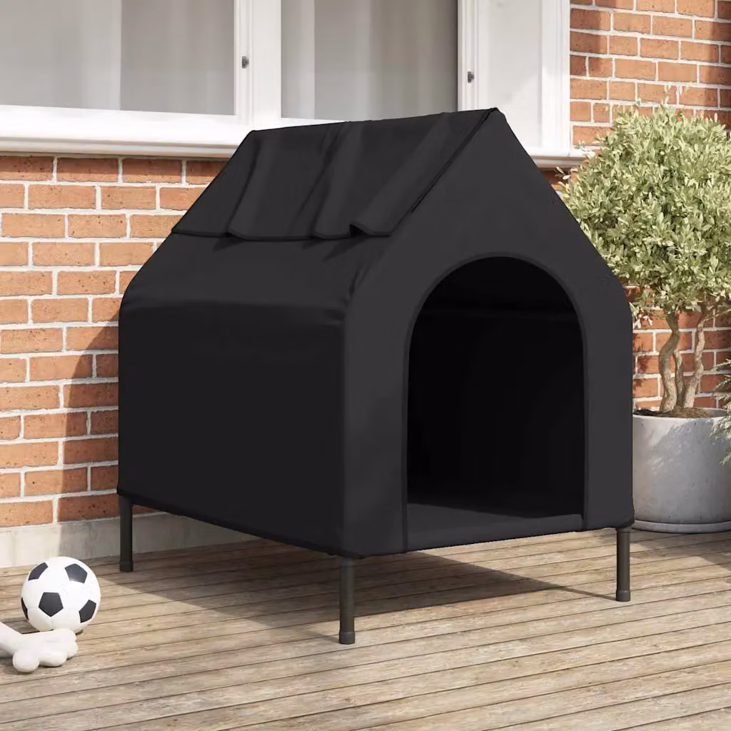 Casa per cani vidaXL in metallo nero resistente alle intemperie L 90 cm x P 65 cm x H 83 cm