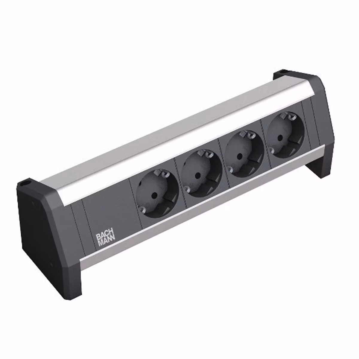 BACHMANN DESK 4x Schutzkontakt mit fest verbundenem Anschlusskabel, schwarz, 3 m