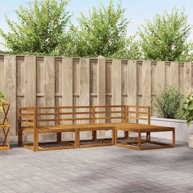 Set di divani da esterno 4 pz Naturale Legno di Acacia Massello 3367387