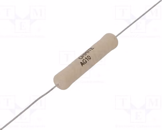 1 resistore: resistore a filo, Vetroceramica, 10W, 150 mΩ, tolleranza 5%, coefficiente di temperatura 50 ppm/°C, modello AG10JE