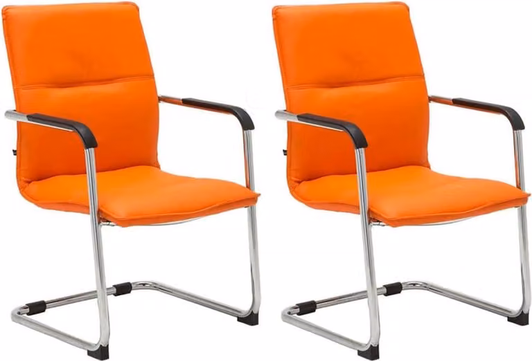 set di 2 sedie per visitatori - Sedie per riunioni - Comfort ergonomico e design elegante | Colore: arancione