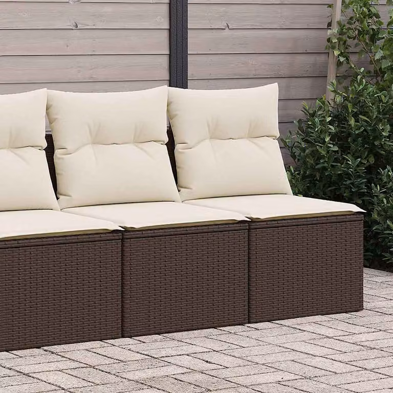 Set Divano da Giardino vidaXL in Polyrattan Marrone con Cuscini Imbottiti e Rivestimenti Rimovibili