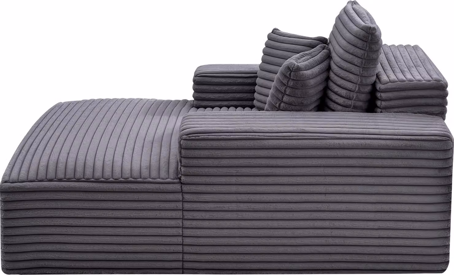 SucceBuy chaise longue reclinabile 124 cm, divano letto imbottito con cuscini e braccioli, divano letto con seduta confortevole per soggiorno e camera da letto, poltrona lounge in schiuma elastica