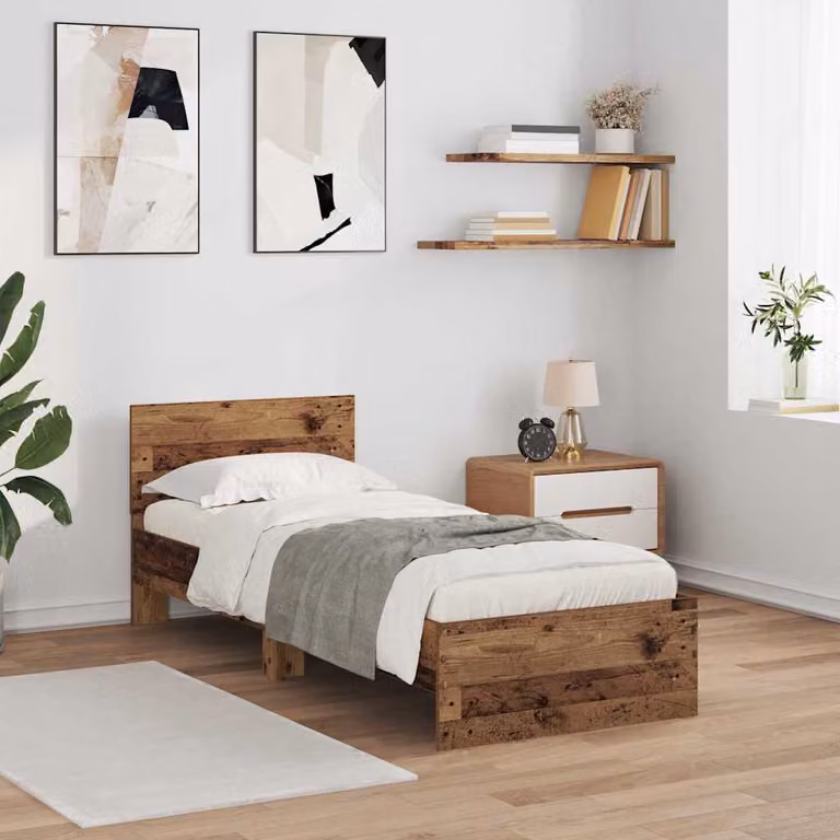 Struttura del letto moderna vidaXL in legno effetto vecchio marrone con illuminazione LED sottostante L: 193 cm, P: 80 cm, H: 70 cm