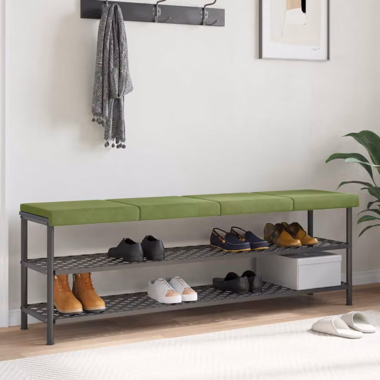 Set di 4 cuscini per panchina vidaXL in velluto verde chiaro con base antiscivolo, L 40 cm, P 35 cm, H 3,5 cm