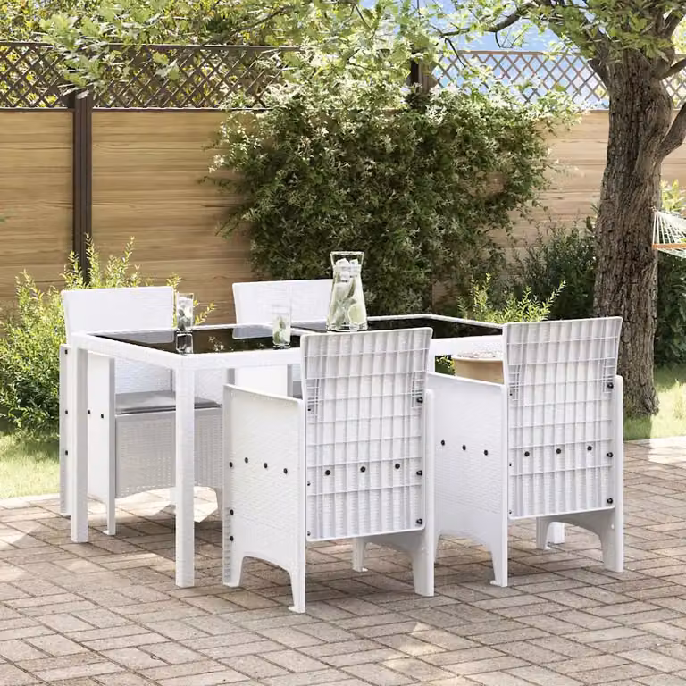 Set di 4 sedie da giardino vidaXL bianche in plastica resistente alle intemperie con braccioli