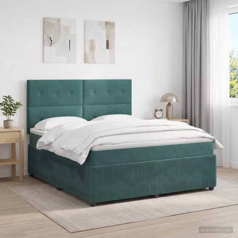 Maison Exclusive - Letto boxspring con materasso verde scuro 180 x 200 cm velluto