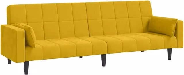 Divano letto | Sof¨¤ letto | Letto singolo a 2 Posti con 2 Cuscini Giallo in Velluto