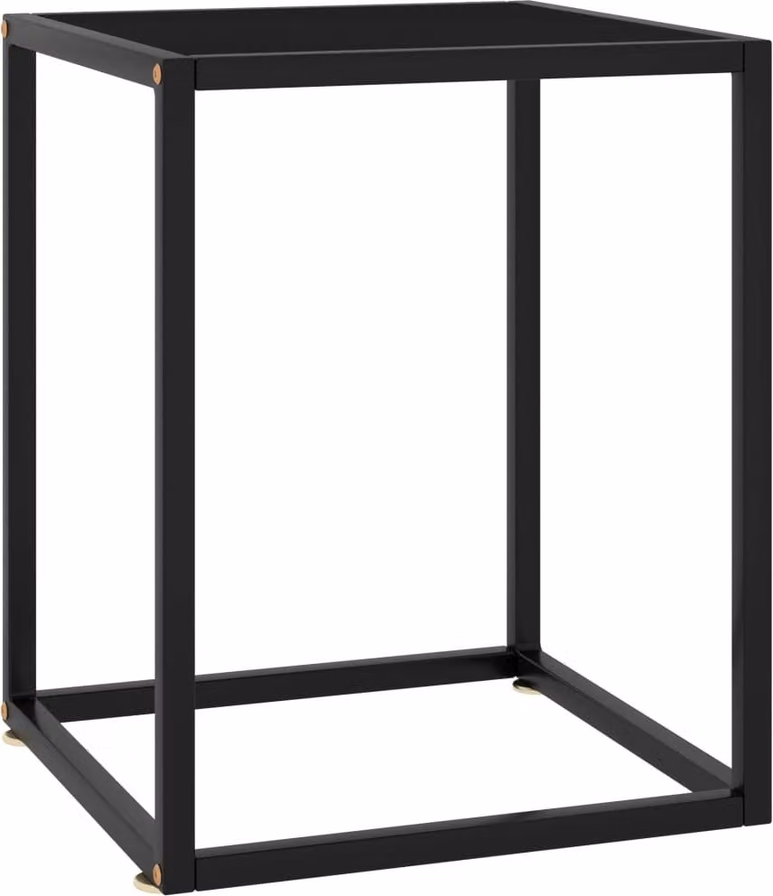 The Living Store Tavolino nero con vetro nero 40x40x50 cm