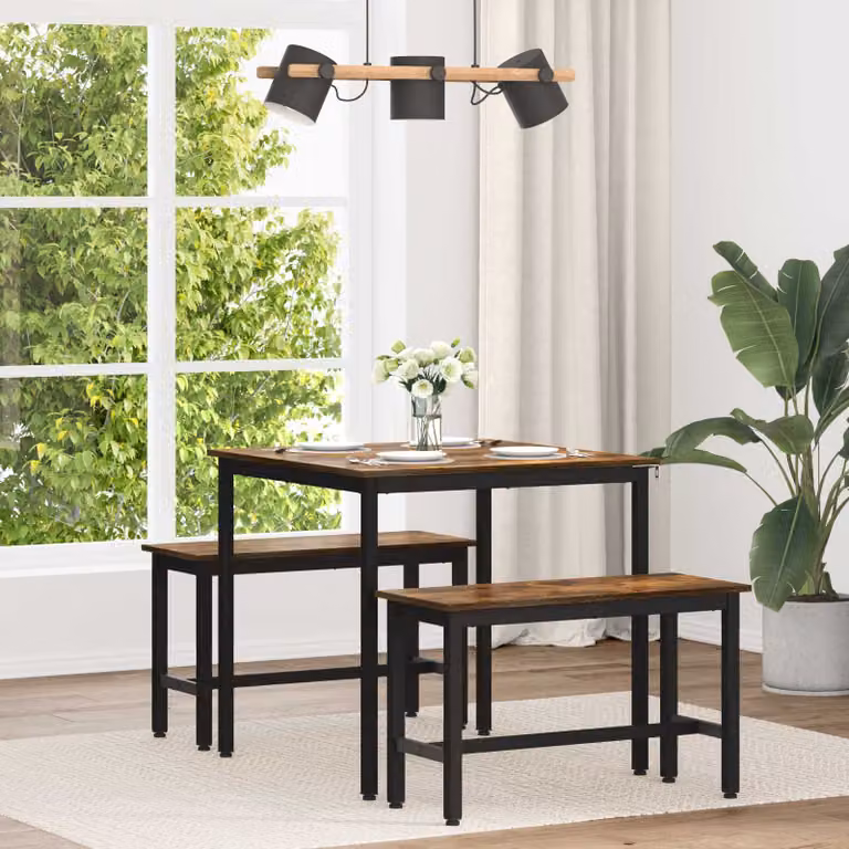 Tavolo da pranzo quadrato vidaXL in legno ingegnerizzato e metallo, L/P/H: 80 x 80 x 75 cm