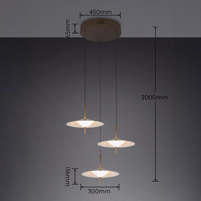 Trio Lighting Lampada a sospensione Amalo, dimmerabile, Alluminio / Grigio / Zincato, Soggiorno / Sala da pranzo, Metallo, Moderno, Lampada a sospensione