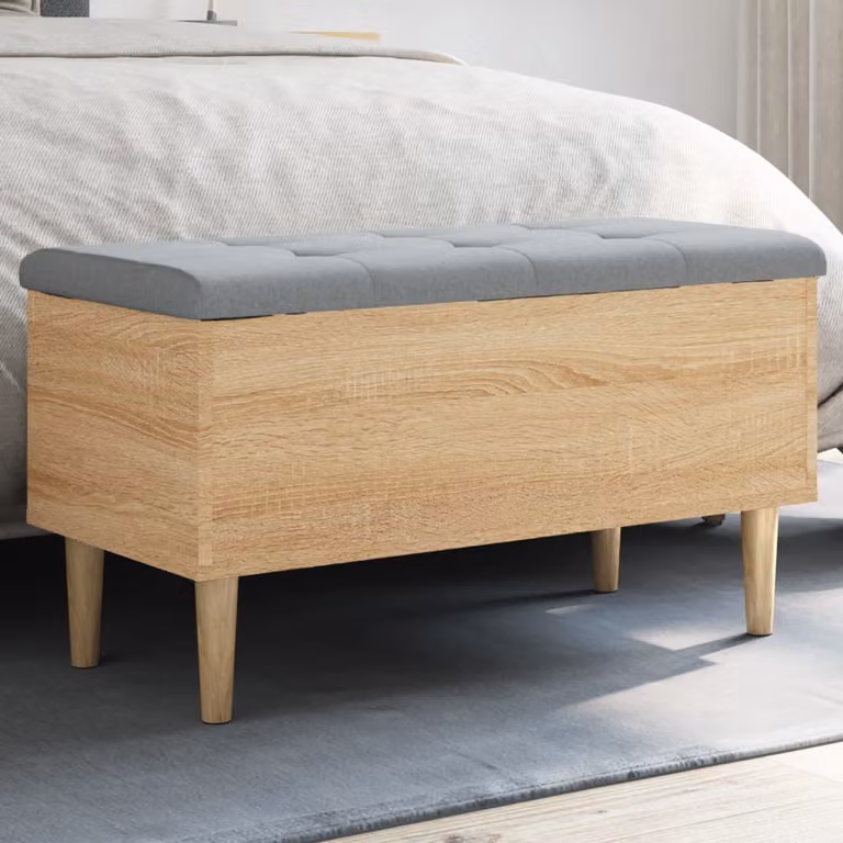 Panca portaoggetti moderna vidaXL in legno rovere, colore marrone e grigio, L 82 cm x P 42 cm x H 46 cm