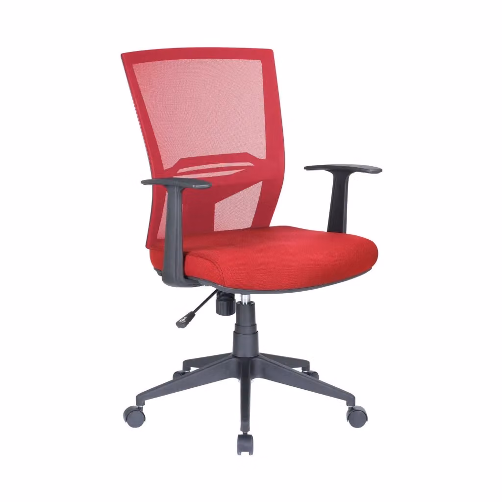 Sedia da ufficio Eulalia DMORA, Poltrona direzionale ergonomica con braccioli e rete, L: 59 cm, H: 96/106 cm, Colore Rosso – 2