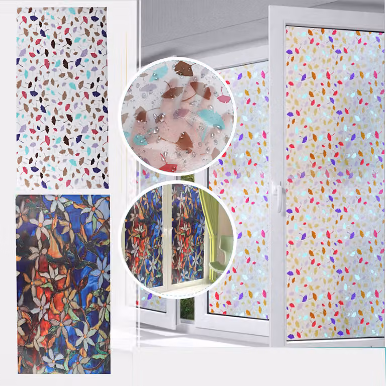3D PVC impermeabile vetro adesivi UV bloccando finestra Film Decor Privacy statica Cling per bagno decorazione - Tipo1