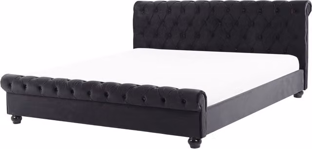 Letto ad acqua Beliani in velluto nero con testiera trapuntata glamour L: 180 cm, P: 200 cm, H: 233 cm