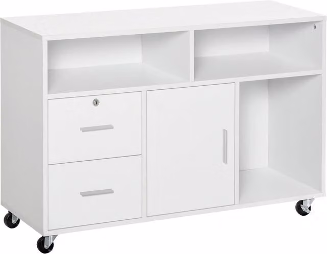 Mobile Porta Stampante GIORDANOSHOP in Legno MDF Bianco Opaco L: 100 cm, P: 35 cm, H: 65 cm
