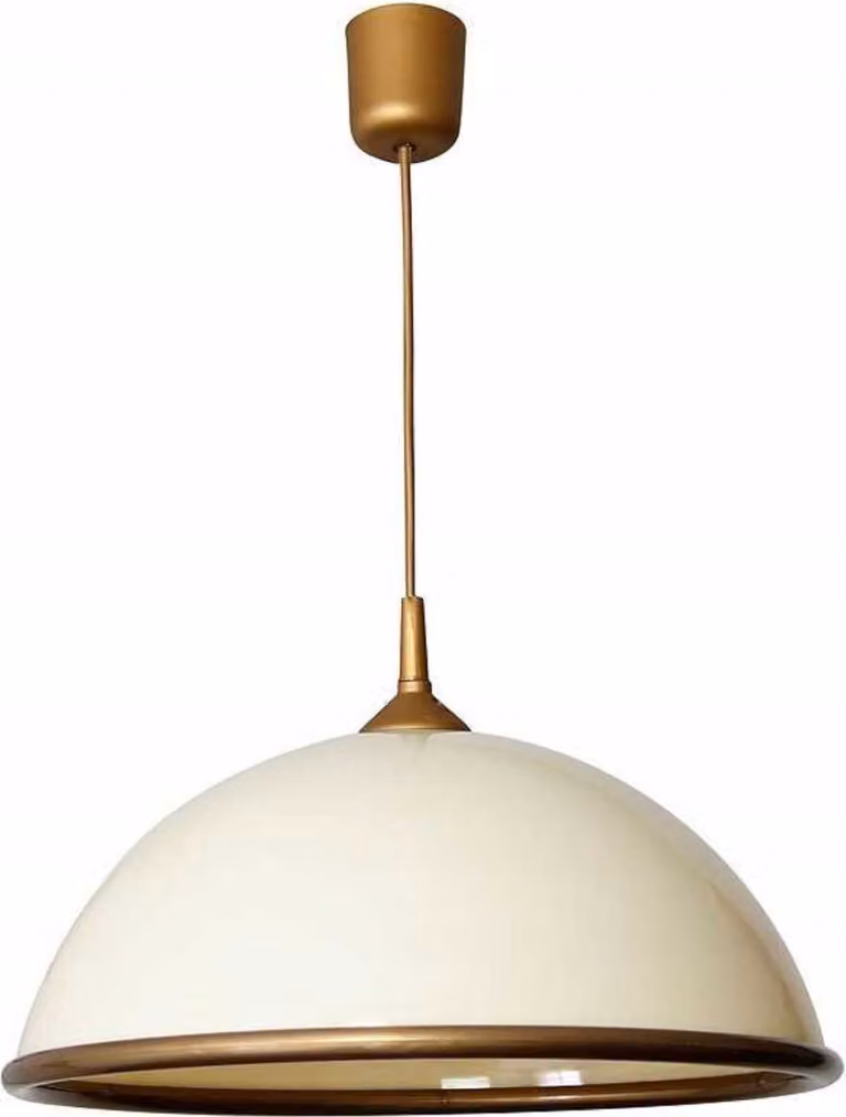 Lampada a sospensione da cucina semitonda in oro crema su tavolo 1xE27 15W Luminex
