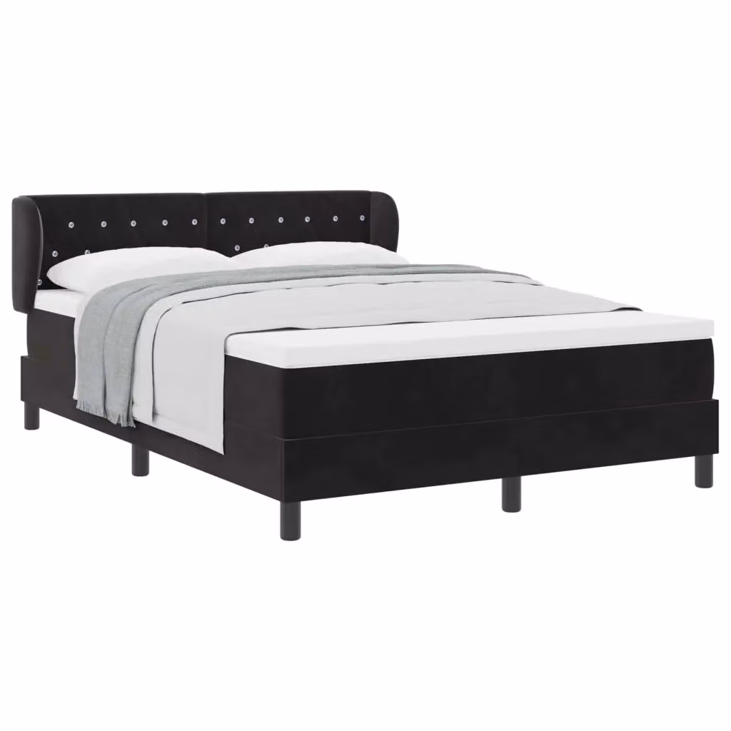 Letto a molle moderno vidaXL con testiera in velluto nero L/P/H: 140 x 190 x 88 cm – 2