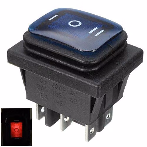 Interruttore a levetta 16A 250V, 3 posizioni, 6 pin, impermeabile, colore blu