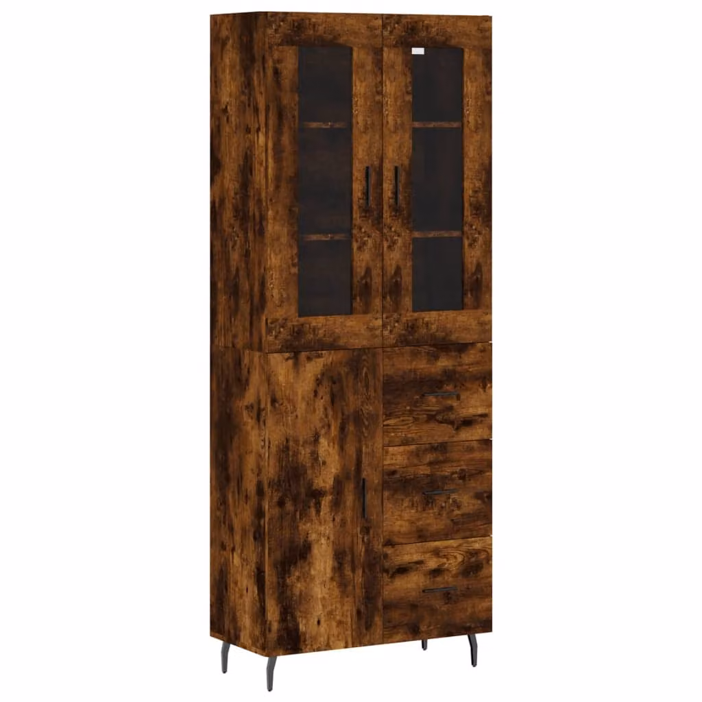 Credenza Rovere Fumo 69,5x34x180 cm in Legno Multistrato