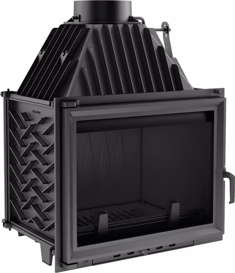 Caminetto in ghisa KRATKI ZUZIA 15kW Ø200 a legna EKOPROJEKT set di installazione