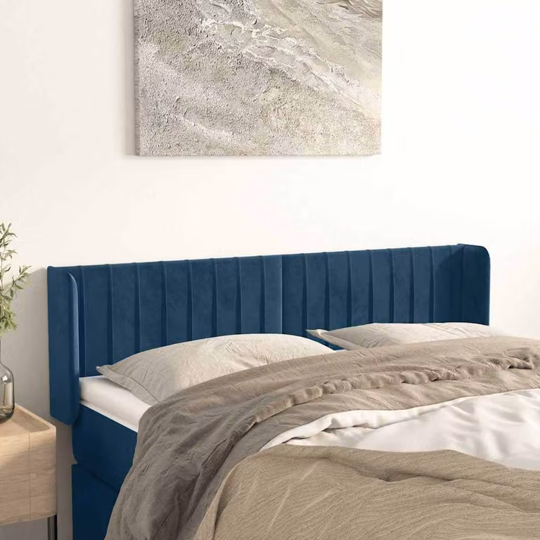 Testiera ad orecchio vidaXL in velluto blu scuro L: 147 cm, P: 16 cm, H: 78-88 cm