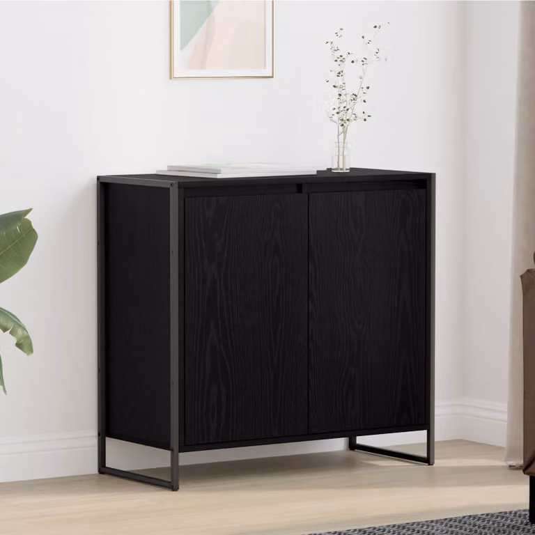 Mobile laterale vidaXL in stile industriale, Rovere Nero, L 79 cm x P 36 cm x H 75 cm