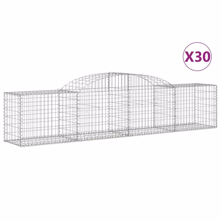 Cesti Gabbioni ad Arco 30 pz 300x50x60/80 cm Ferro Zincato