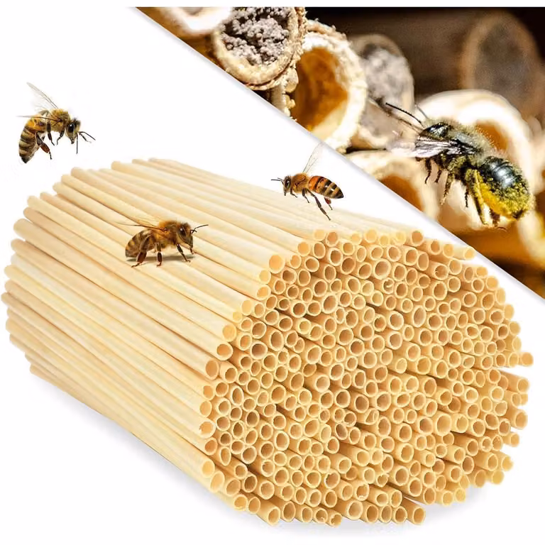 Guaine in paglia di grano, confezione da 300 pezzi, per hotel per insetti, adatte ad api selvatiche, diametro 3-5 mm, lunghezza 14,5 cm