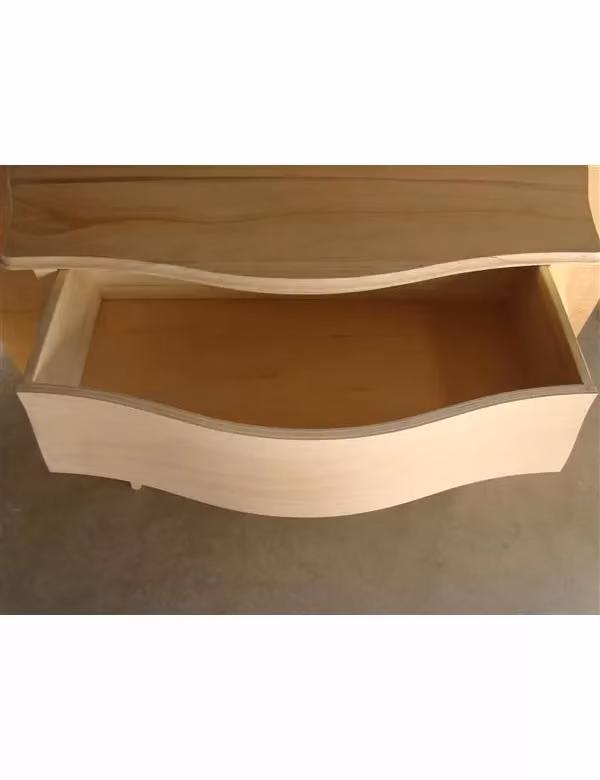 Comò bombato con 3 cassetti in legno grezzo Mobili 2G L/P/H: 120 x 50 x 85 cm – 2