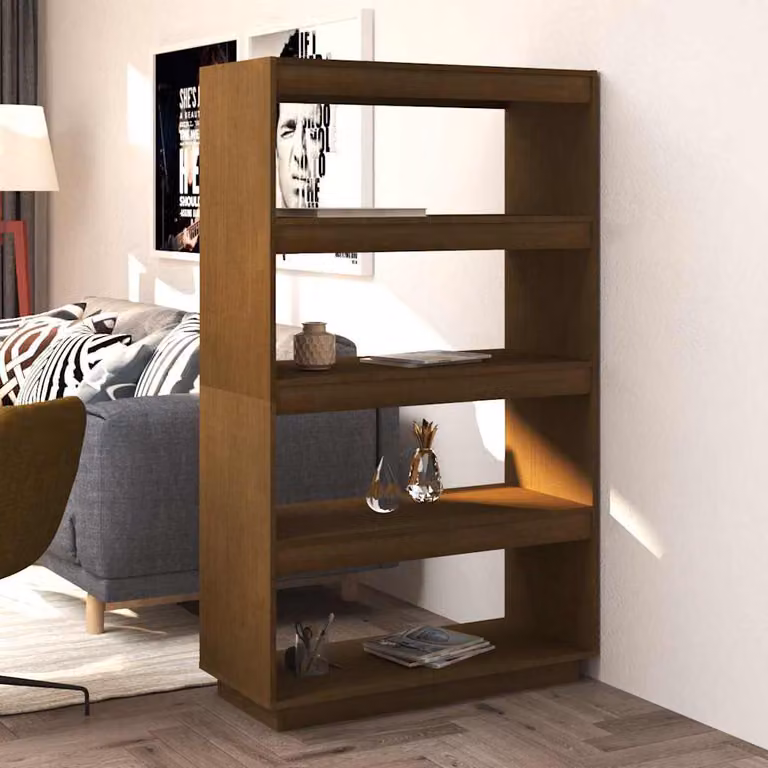 Libreria/Divisorio vidaXL in Massello di Pino Colore Ambra L: 80 cm, P: 35 cm, H: 135 cm
