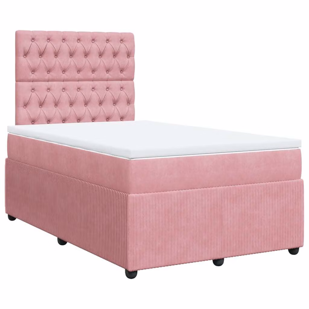 Giroletto a Molle con Materasso Rosa 120x190 cm in Velluto