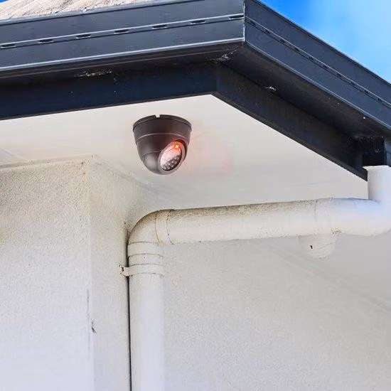 Telecamera di sorveglianza in plastica con LED lampeggiante, per uso domestico e aziendale