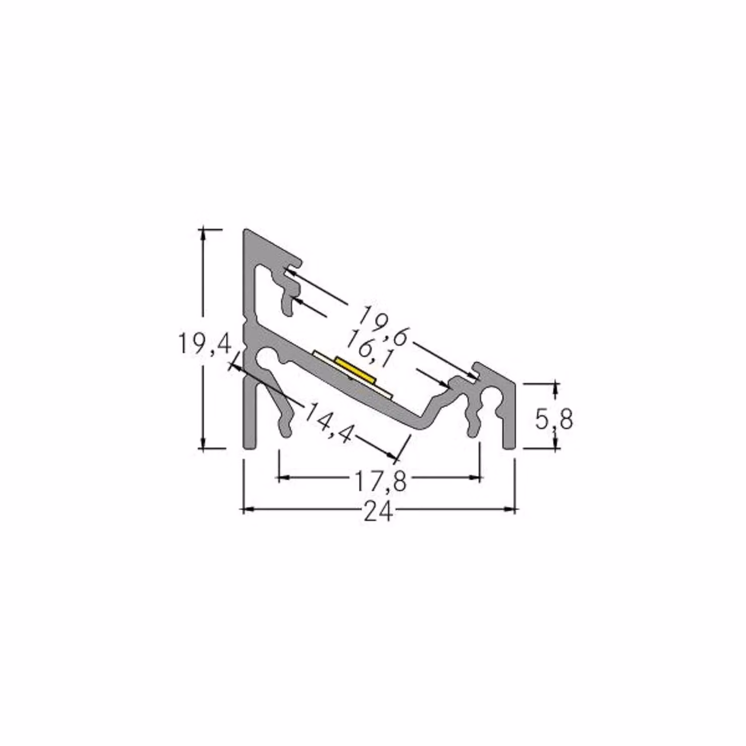 BRUMBERG Profilo angolare aggiuntivo BRUMBERG, lunghezza 1 metro, bianco Anbau-Eckprofil Komplett-Set, Bianco / Opale, Alluminio