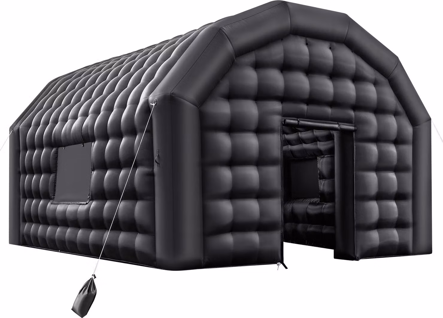 Tenda gonfiabile per feste SucceBuy 5,4x5x4,25 m, tenda a cubo per discoteca, locale notturno, gazebo per matrimoni con compressore da 680 W, sacchi di sabbia, 2 finestre, ideale per feste, compleanni, matrimoni, colore nero