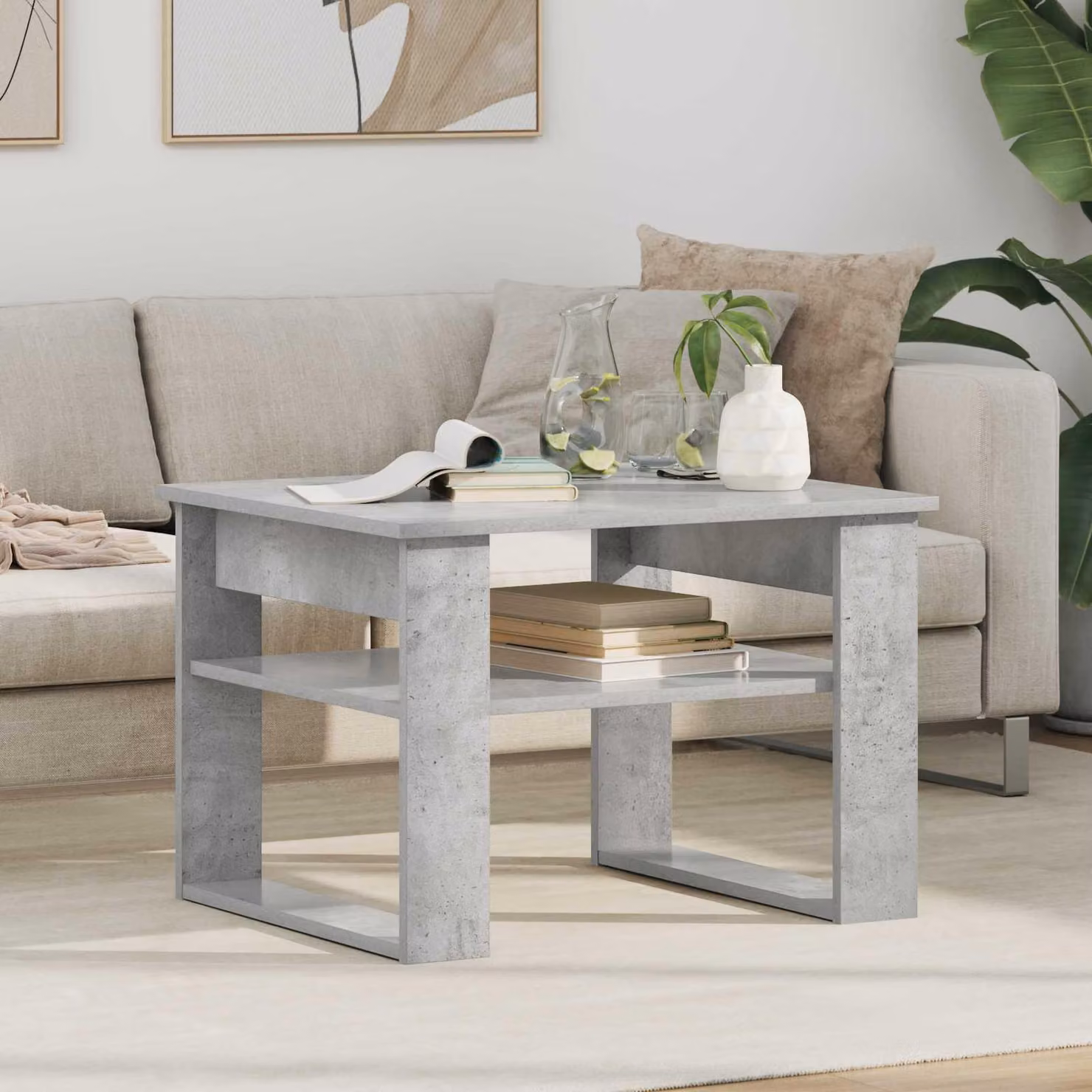Maison Exclusive - Tavolino da caffè grigio cemento, 64 x 54 x 44 cm, realizzato in materiale composito di legno
