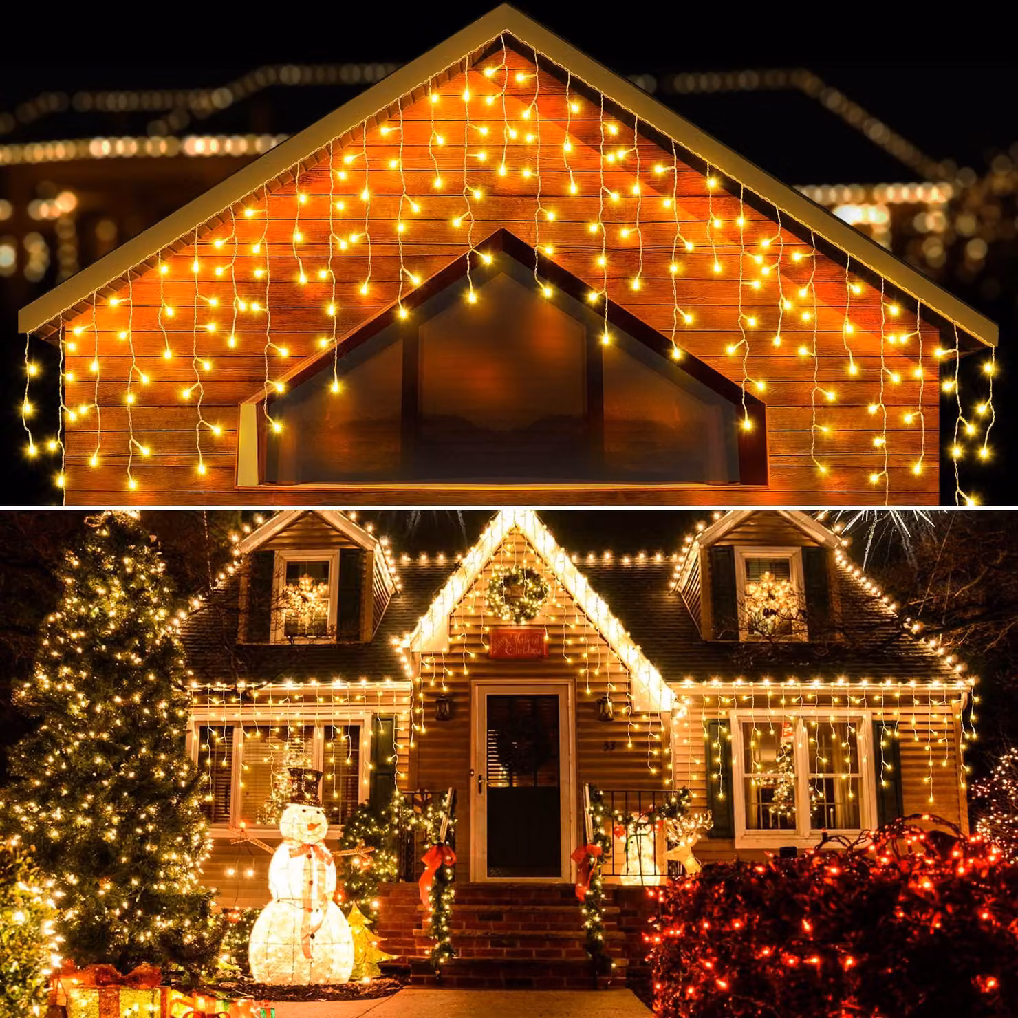 Tenda luminosa a LED, 400 luci, bianco caldo, 10 metri, grado di protezione IP44, 8 modalità, timer