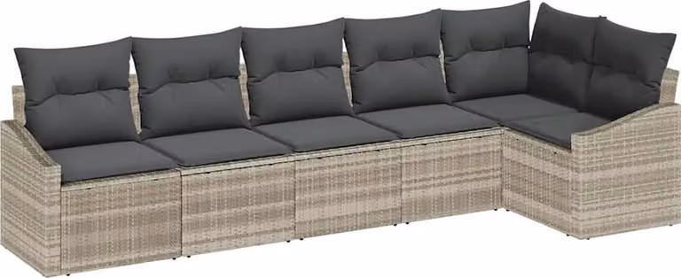 Set di divani con cuscino 6 pcs Grigio chiaro polyrattan