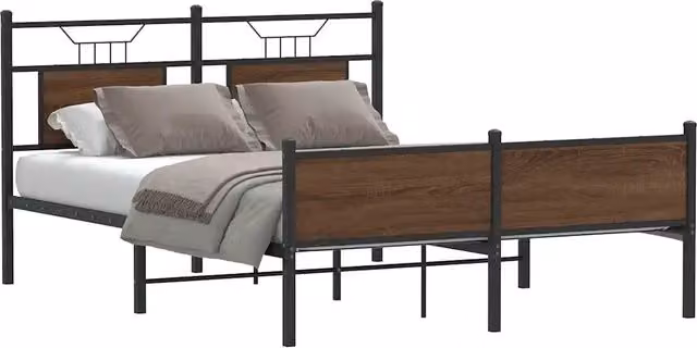 Giroletto senza Materasso-Struttura Letto Rovere Marrone 140x190 cm Truciolato 423760