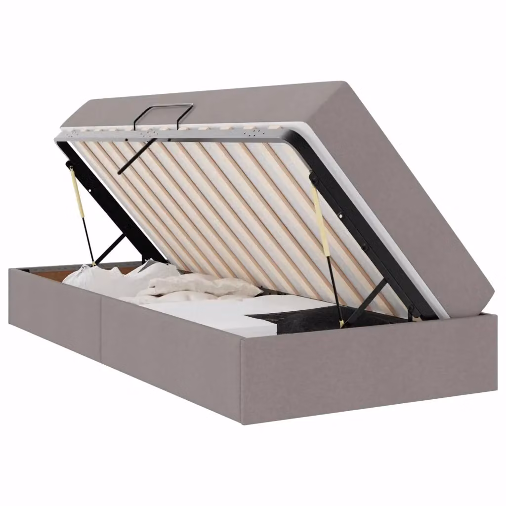 Letto con contenitore e materasso Talpa vidaXL in poliestere e metallo, L/P/H: 200 x 90 x 43,5 cm, disponibile in beige o grigio – 2