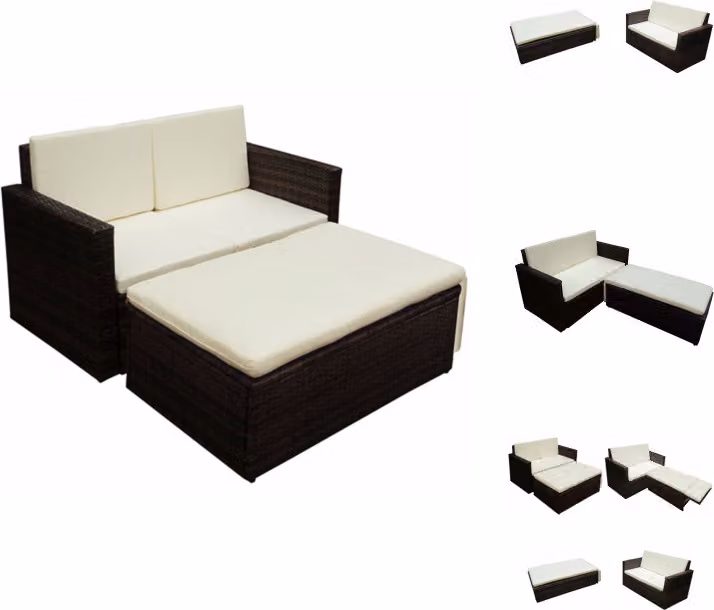 vidaXL set salotto da giardino 2 pezzi con cuscini in rattan marrone - Set di mobili da giardino