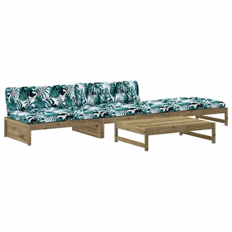 Set Divani da Giardino 4pz con Cuscini Legno Impregnato di Pino
