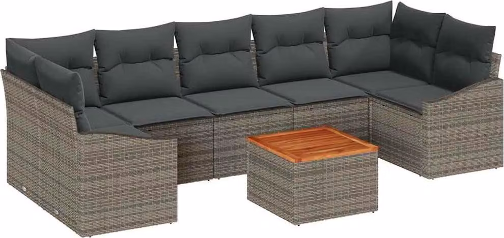 Set Divano da Giardino 8 pcs Grigio polyrattan