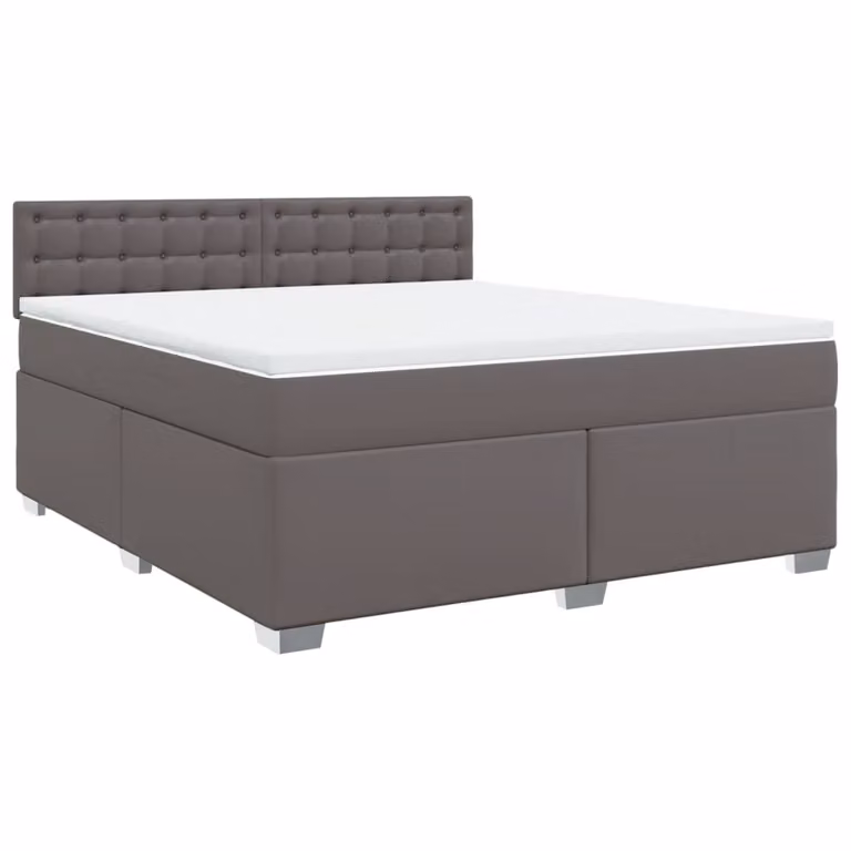 Giroletto a Molle con Materasso Grgio 180x200 cm in Pelle finta