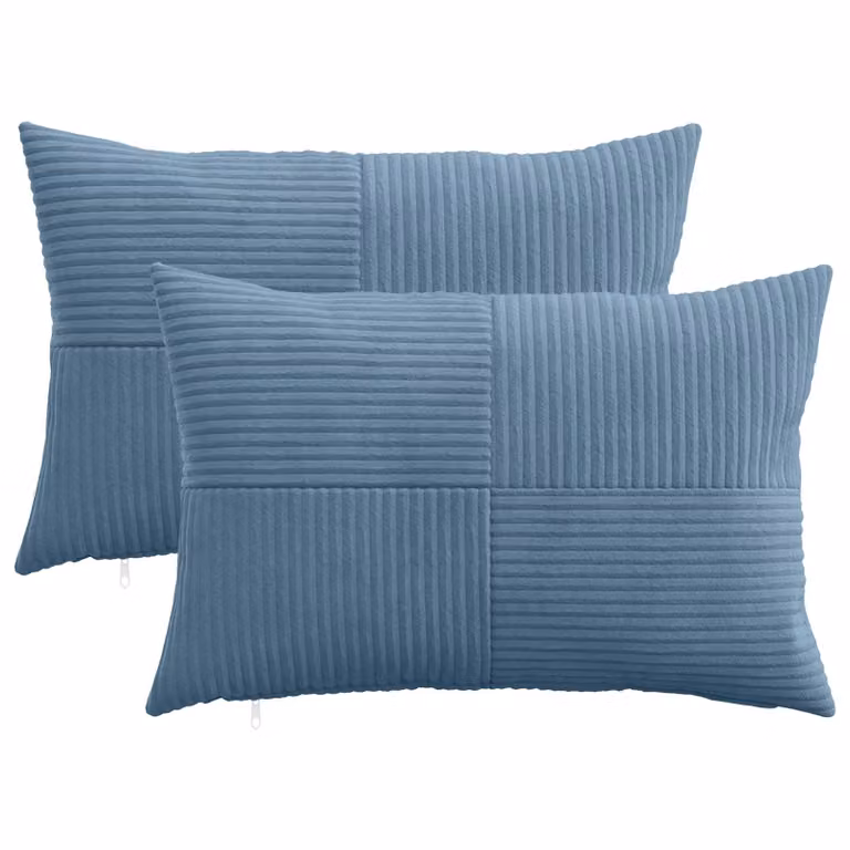 Set di 2 federe vidaXL ALMELO in velluto a coste blu, L 50 cm x P 70 cm