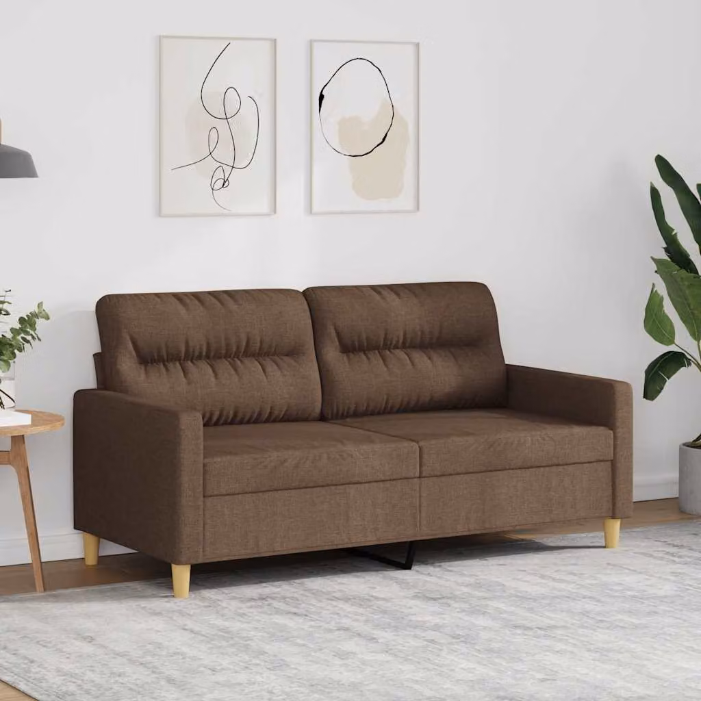 vidaXL Divano a 2 Posti Moderno in Tessuto Marrone con Struttura in Metallo
