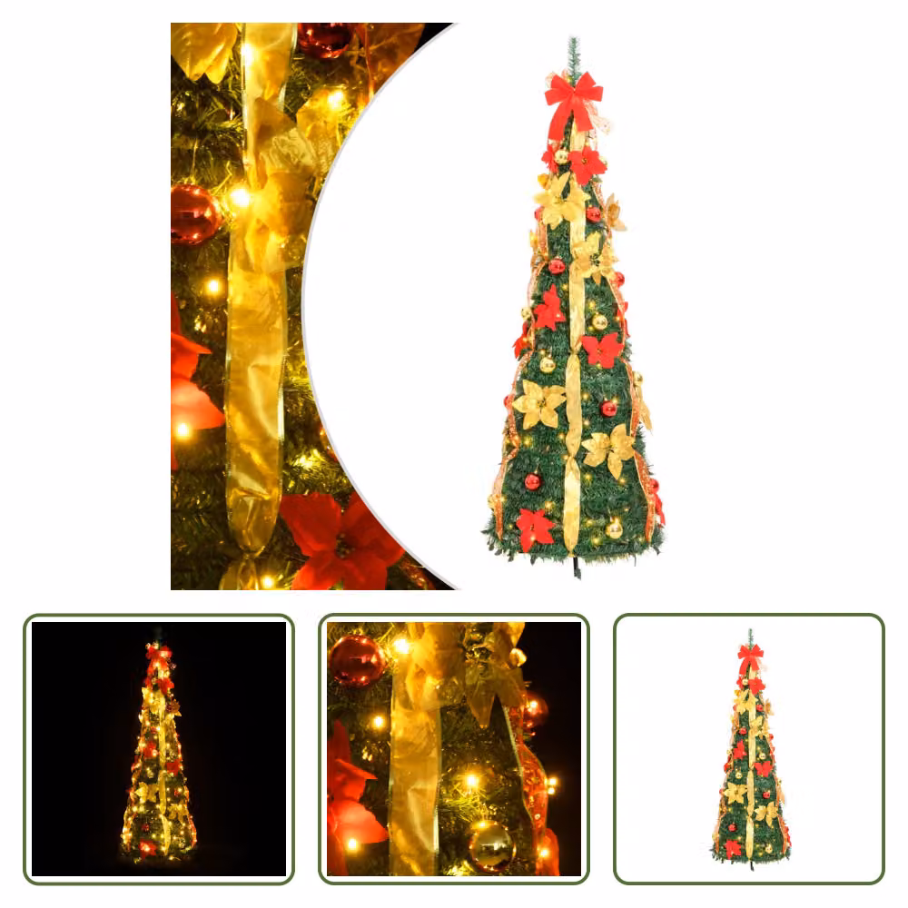 The Living Store Albero di Natale Artificiale Pop-Up 100 LED Verde 150 cm